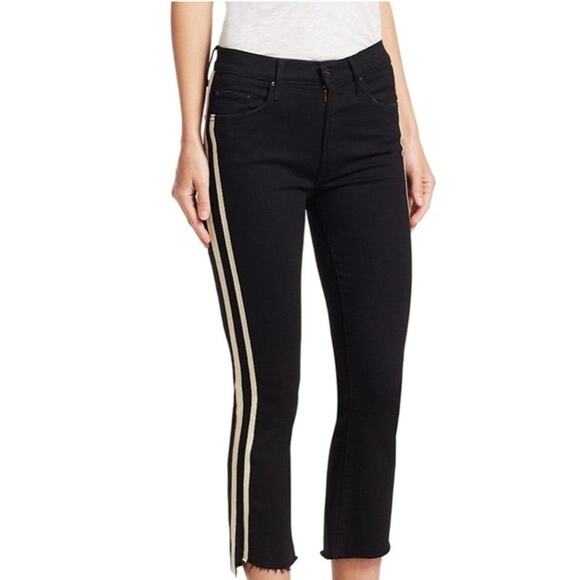 Mother Insider Crop Step Fray Guilty Racer Black Sz 28‎ Jeans Raw Hem - Picture 2 of 16